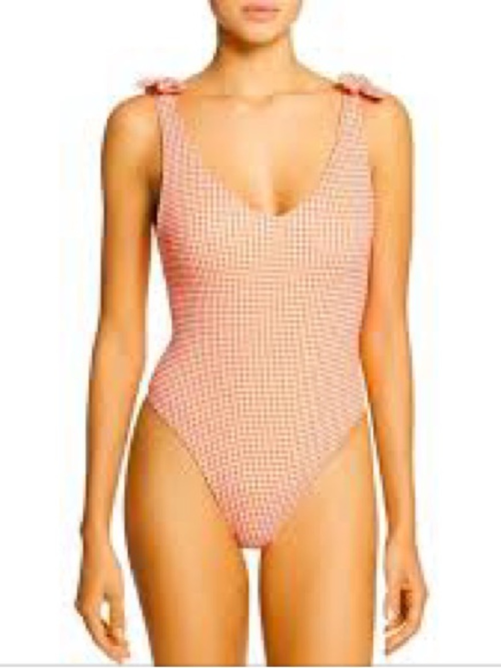 Eberjey Betty Noelle Orange Gingham Tie-Shoulder One-Piece Swimsuit